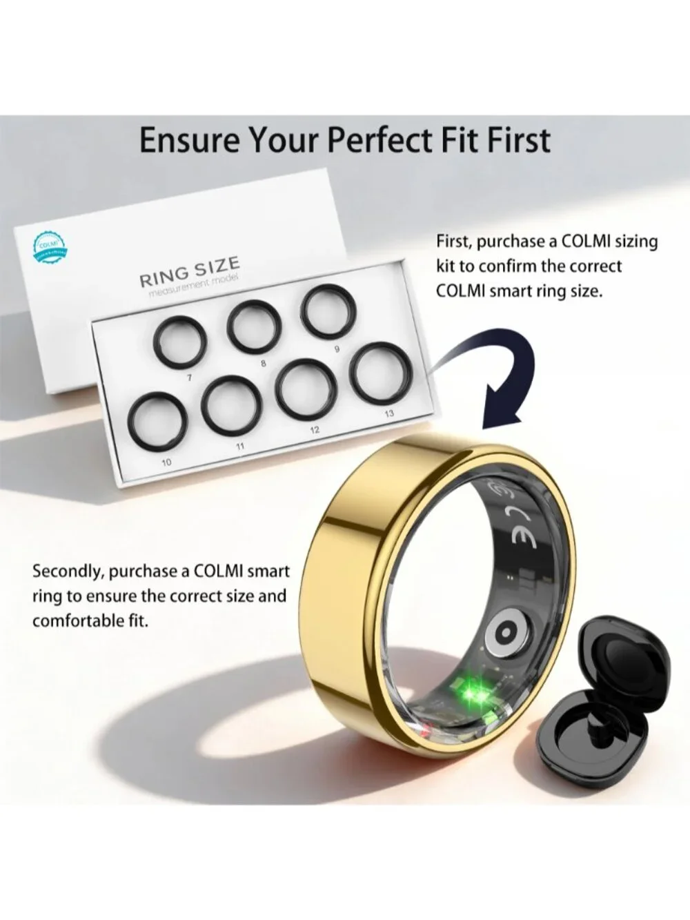 COLMI Smart Ring Sizing Kit Finger Measure Tool Size 6-12 Fitness Tracker Sizer